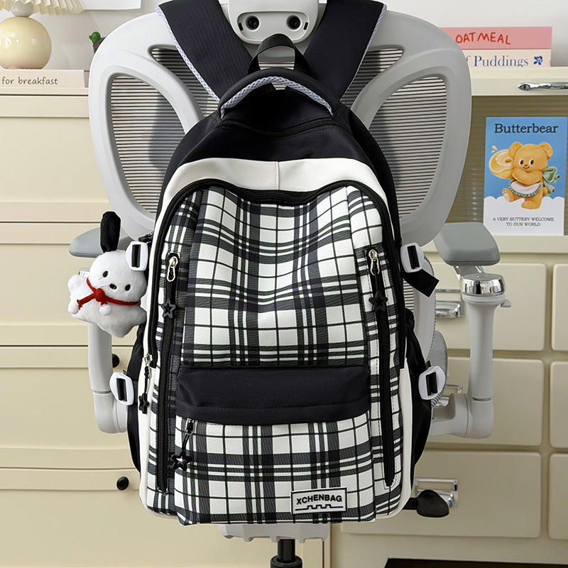 Stylische Karierte Muster Rucksack Karnz