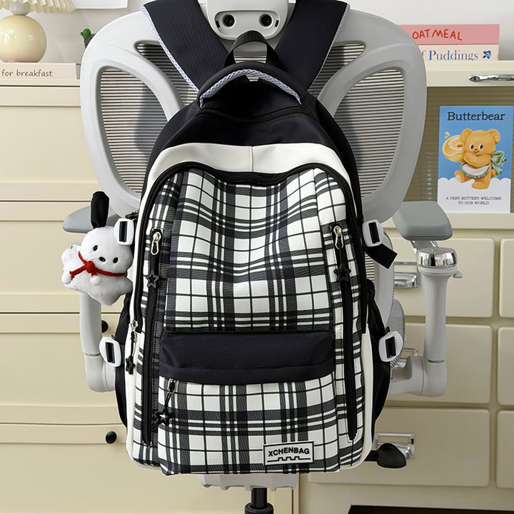 Stylische Karierte Muster Rucksack Karnz