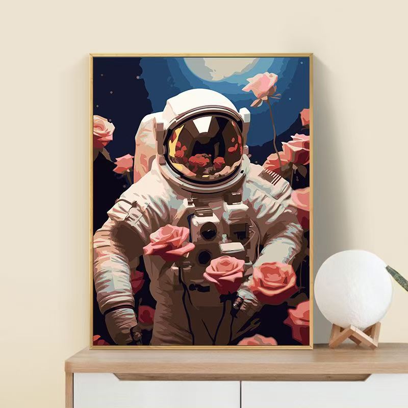 Astronaut Blumen Kunst Druck Karnz
