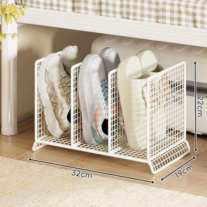Vertikaler Mesh-Trennschuhregal für kompakte Unter-Bett- und Eingangsbereichspeicherung