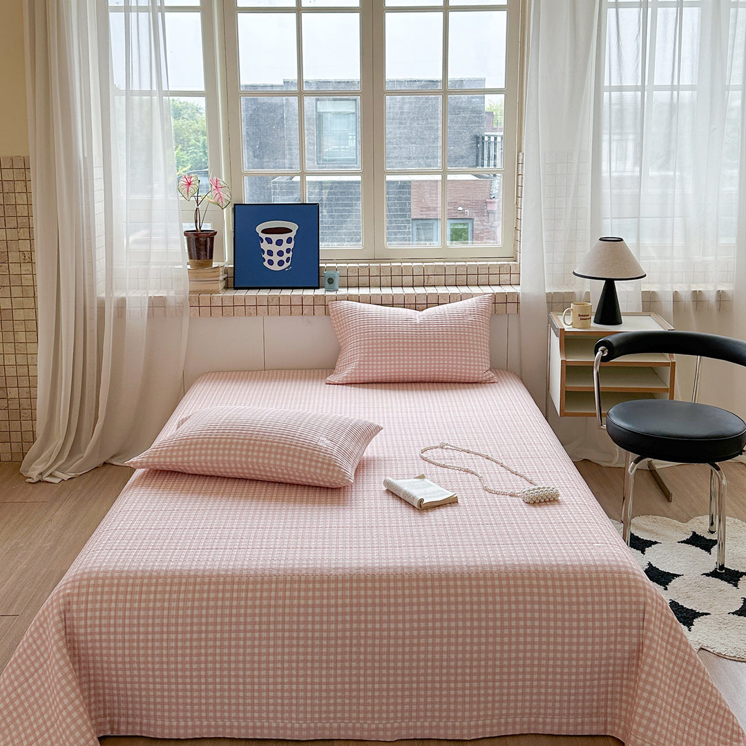 Baumwoll-Mischung Gestreift Percale Matratzenbezug und Kissenbezug Set