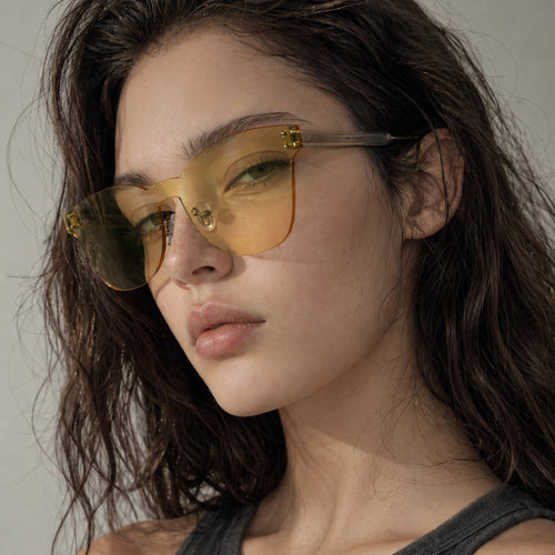 Damen Modesonnenbrille mit einzigartigem transparenten Rahmen Karnz