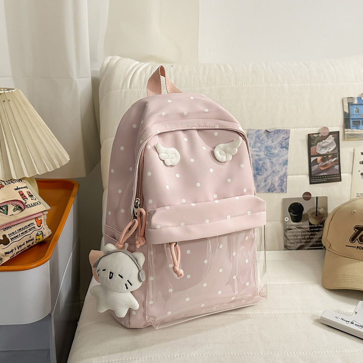 Polka-Dot-Muster Rucksack mit verspielten Flügelakzenten Karnz