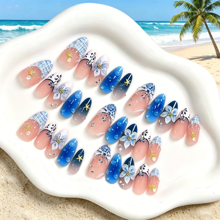 Künstlerisches florales Press-On-Nagelset Karnz