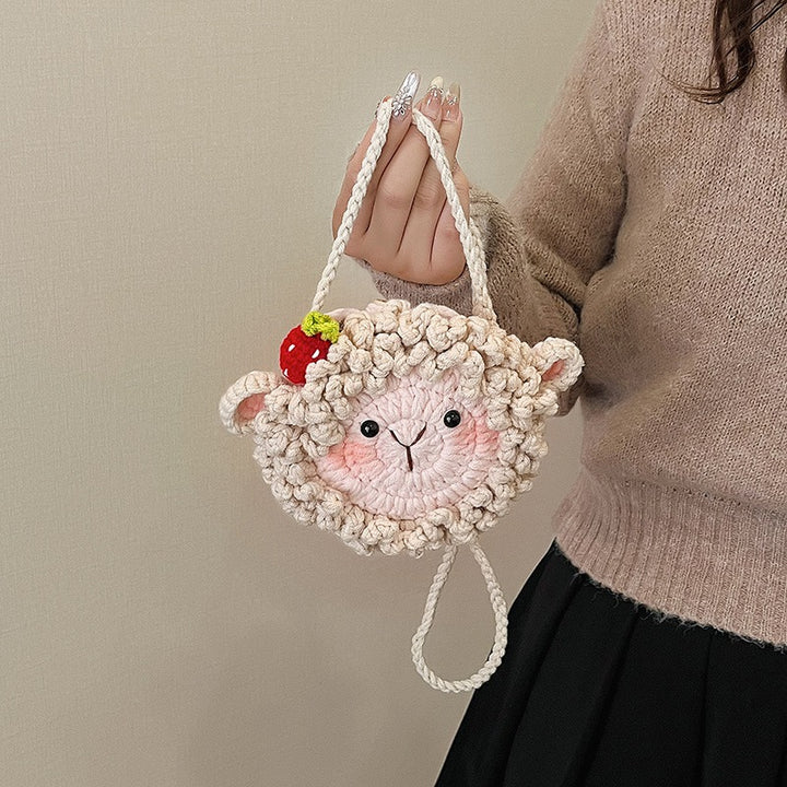 Niedliche Schaf-Themen Häkel Mini Tasche