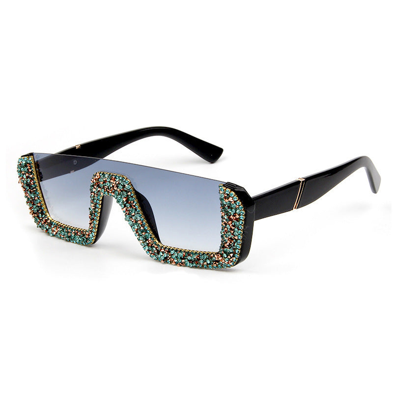 Damen elegante Glitzer-Sonnenbrille mit markantem Rahmen Karnz
