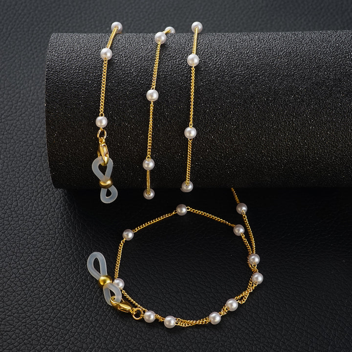 Eleganter mit Perlen verzierter Brillenhalter Karnz