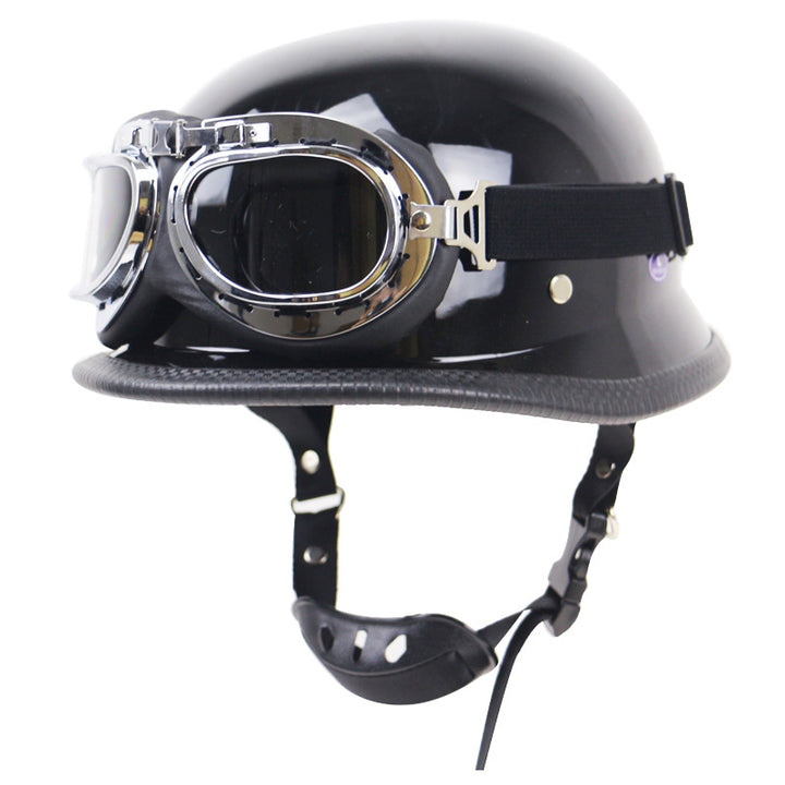 Vintage-Motorradhelm mit schützenden Goggles Karnz