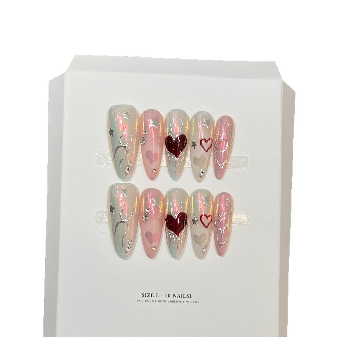 Elegantes Dekoratives Stiletto Press-On Nagelkunst Set Karnz