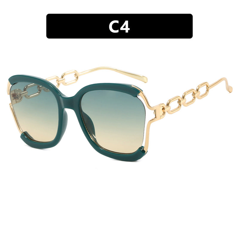Damen modische Sonnenbrille mit goldenen Kettendetails Karnz