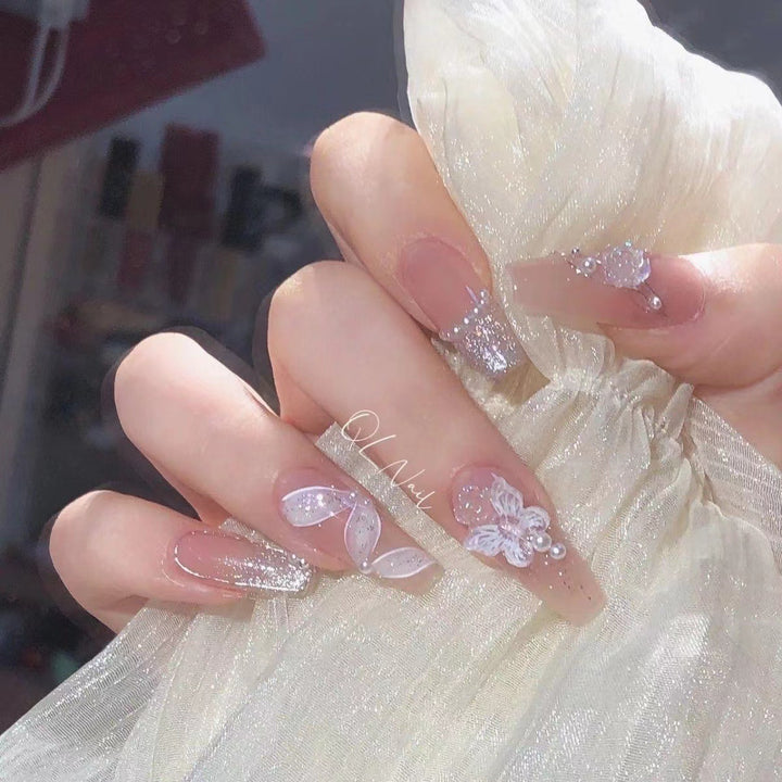Künstlerisches Blumen-Design Press-On Nagelset Karnz