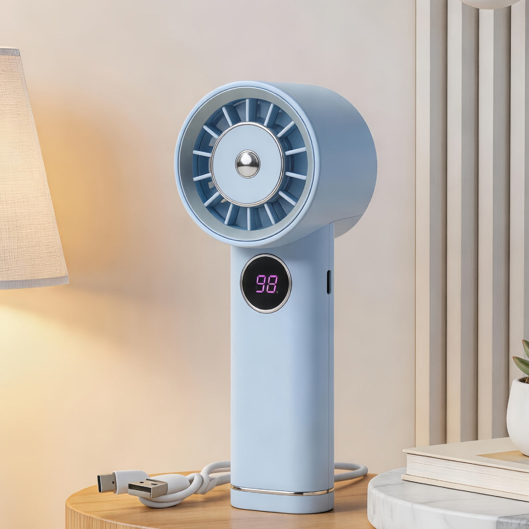 Damen Tragbarer Luftstrom-Ventilator mit Digitalanzeige Karnz