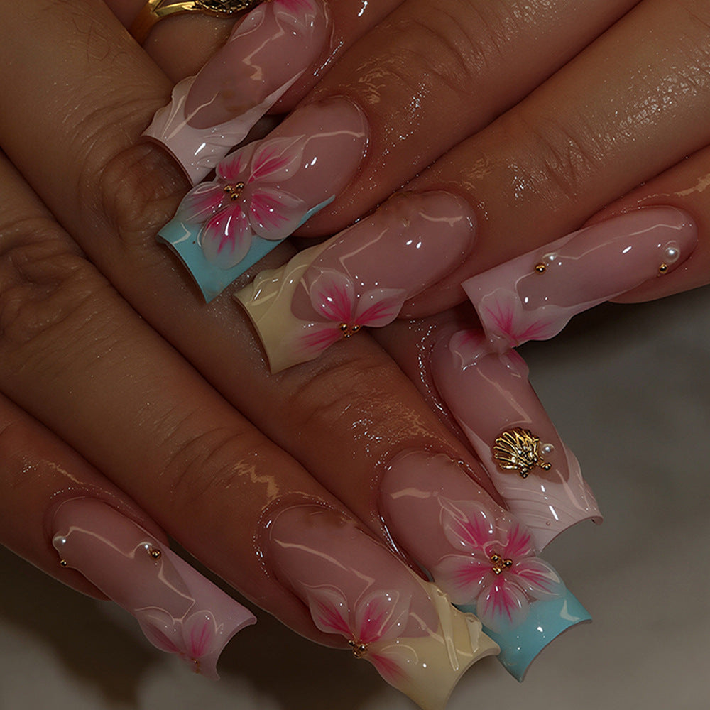 3D Blumen Design Press-On Nagelkunst Karnz