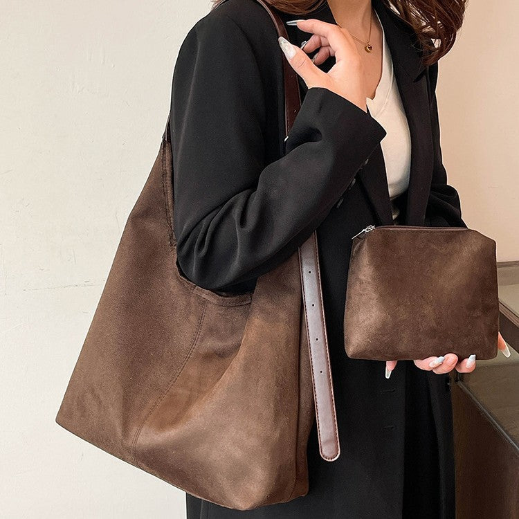Weiches Wildleder Hobo Schultertasche Karnz