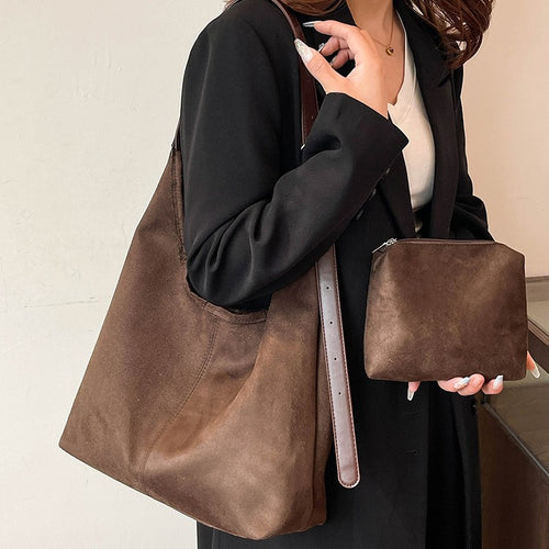 Weiches Wildleder Hobo Schultertasche Karnz