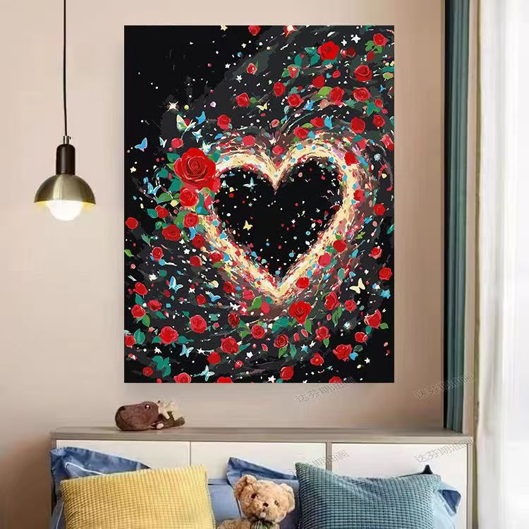 Herz- und Blumenwirbel Leinwandkunstwerk Karnz