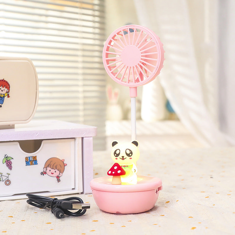 Damen Tragbarer USB Ventilator mit integrierter LED-Lampe und niedlichem Panda-Design Karnz