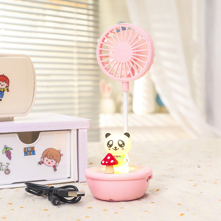 Damen Tragbarer USB Ventilator mit integrierter LED-Lampe und niedlichem Panda-Design Karnz