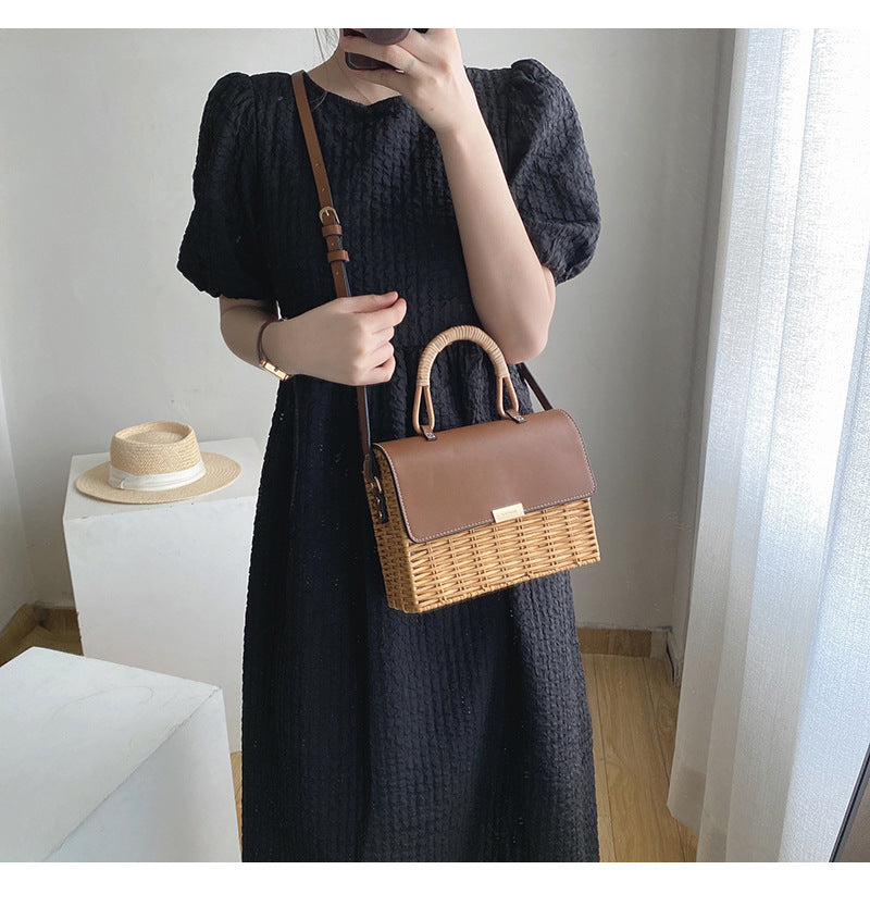 Damen Elegante Handtasche mit geflochtenem Korbdesign Karnz