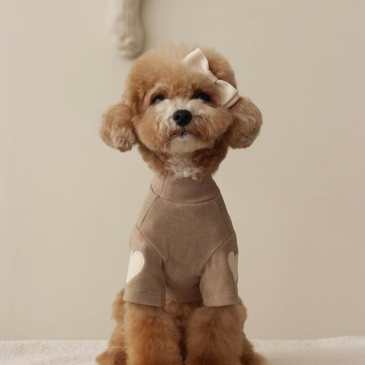 Pet Mock-Neck Rippstrickpullover mit Herz El Patches
