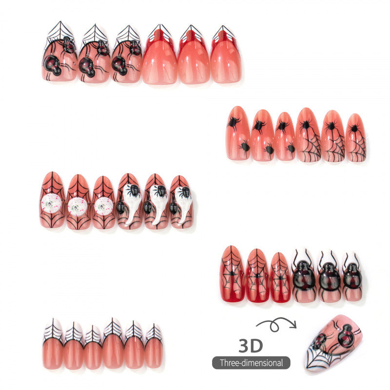 Gothic-Spinnen-Themen-Press-On-Nagelkunst-Set