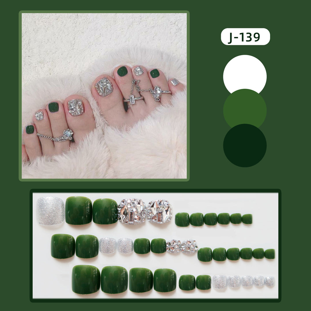Dekoratives, mit Strass verziertes Press-On Zehennagel-Set 1790727289
