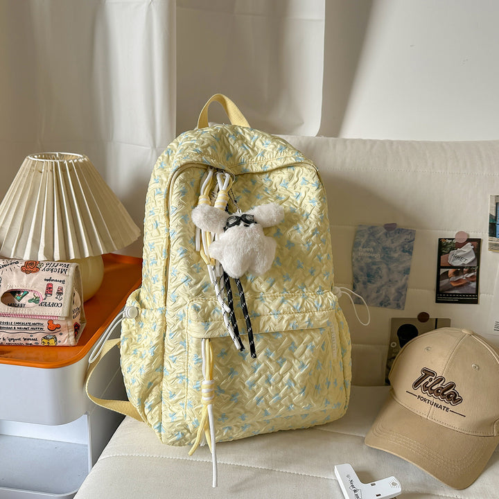 Texturiertes Stoff-Rucksack mit süßen Charms