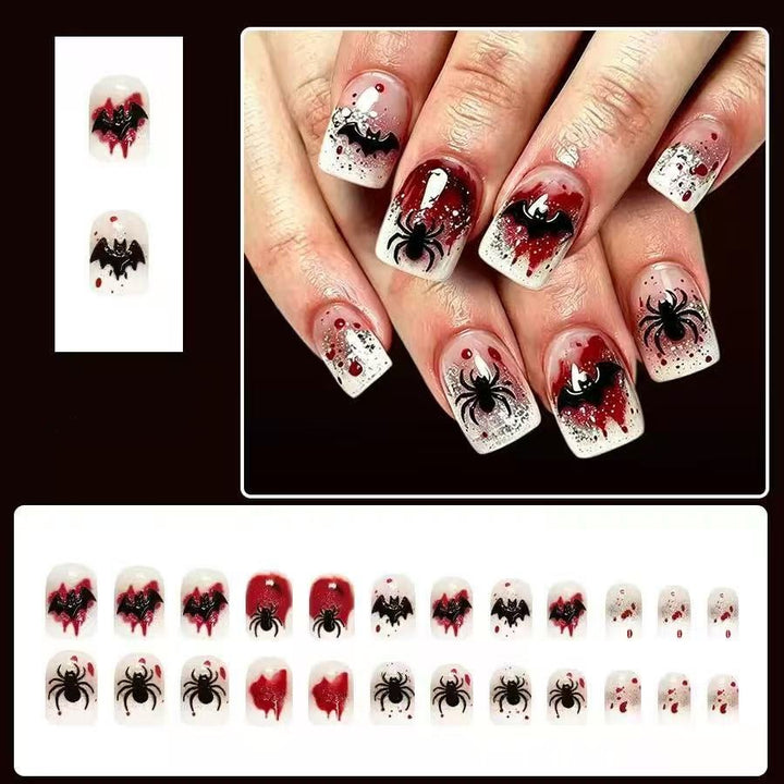 Halloween Kunstnagelset mit stilvollen Spinnennetz- und Vampirdesigns Karnz