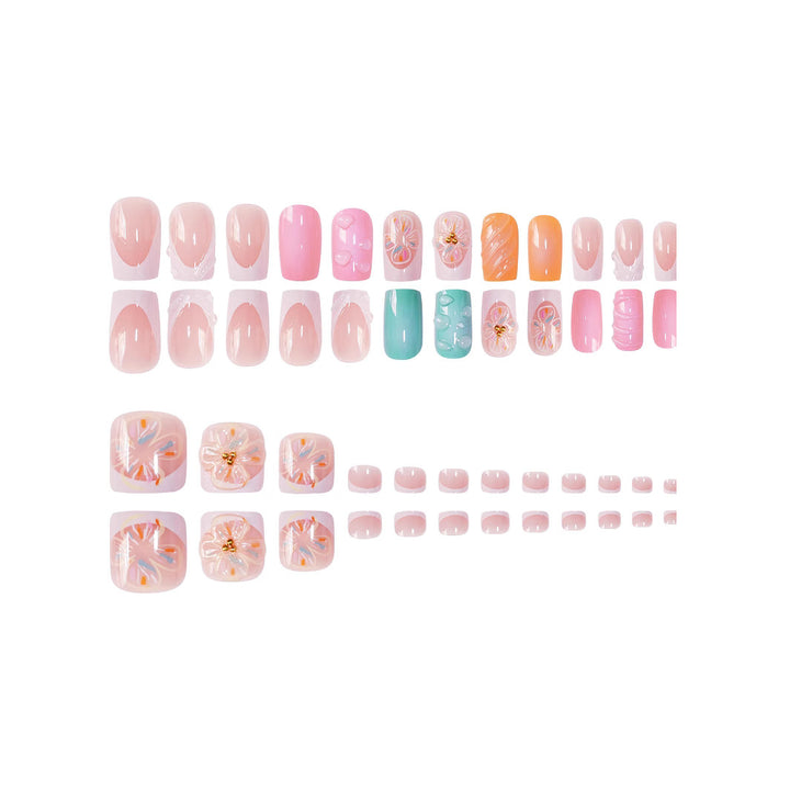 3D Floral Decorative Press-On Nails Set Karnz