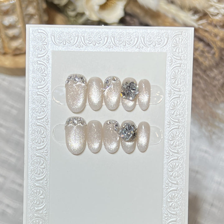 Luxus Edelstein Verzierten Press-On Nail Art Karnz