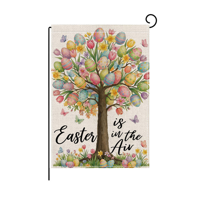 Dekorative Outdoor-Burlap-Textur Ostern Gartenfahne mit doppelseitigem Druck und Fahnenhülse