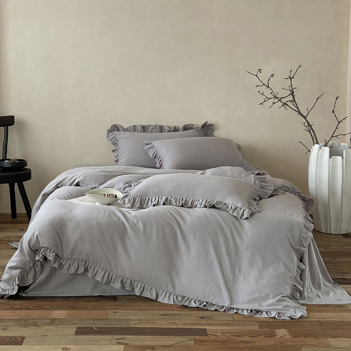 Elegantes Baumwoll-Bettwäsche-Set mit Volant und weichem Percale-Finish