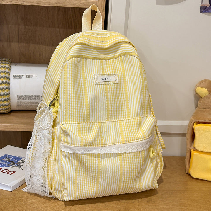 Gestreifter Freizeit-Rucksack mit dekorativer Spitze Karnz