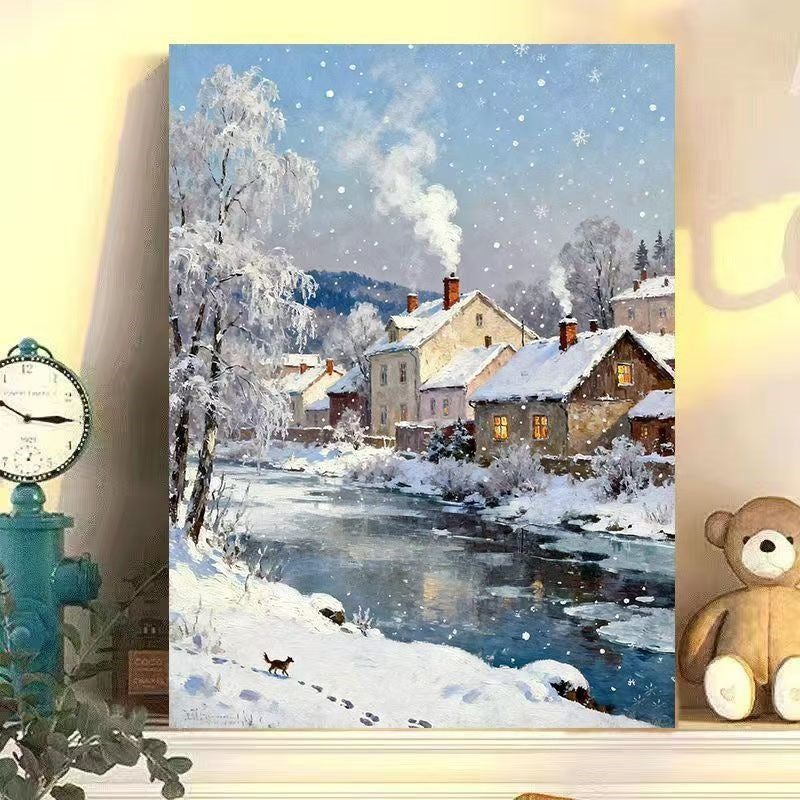 Winter Wonderland Landschaft Leinwand Kunst Karnz