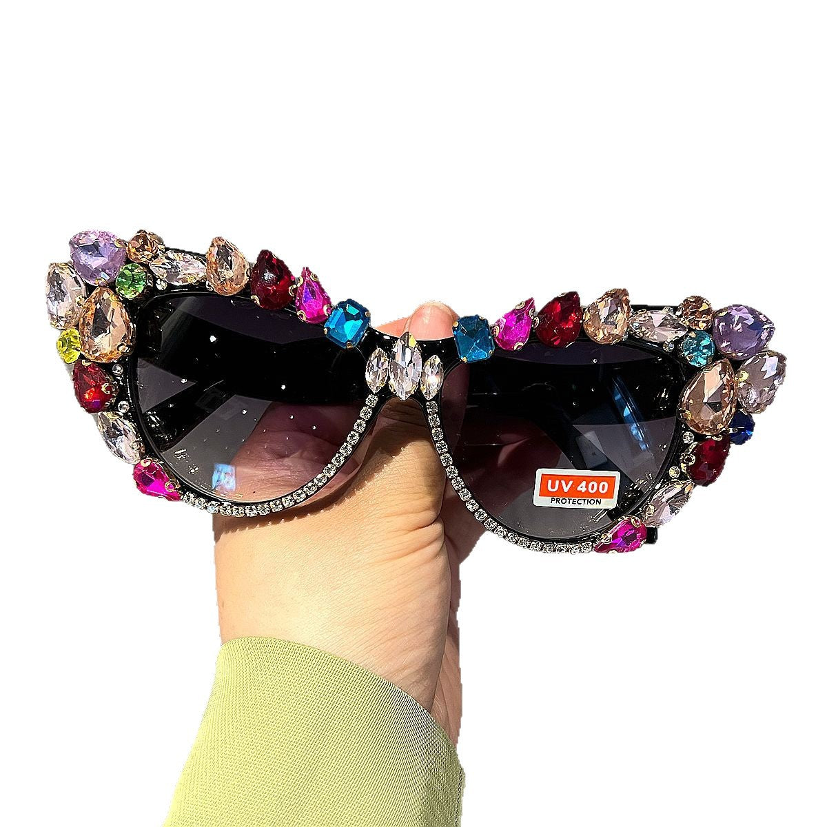 Damen Glamouröse Kristall-Sonnenbrille Karnz