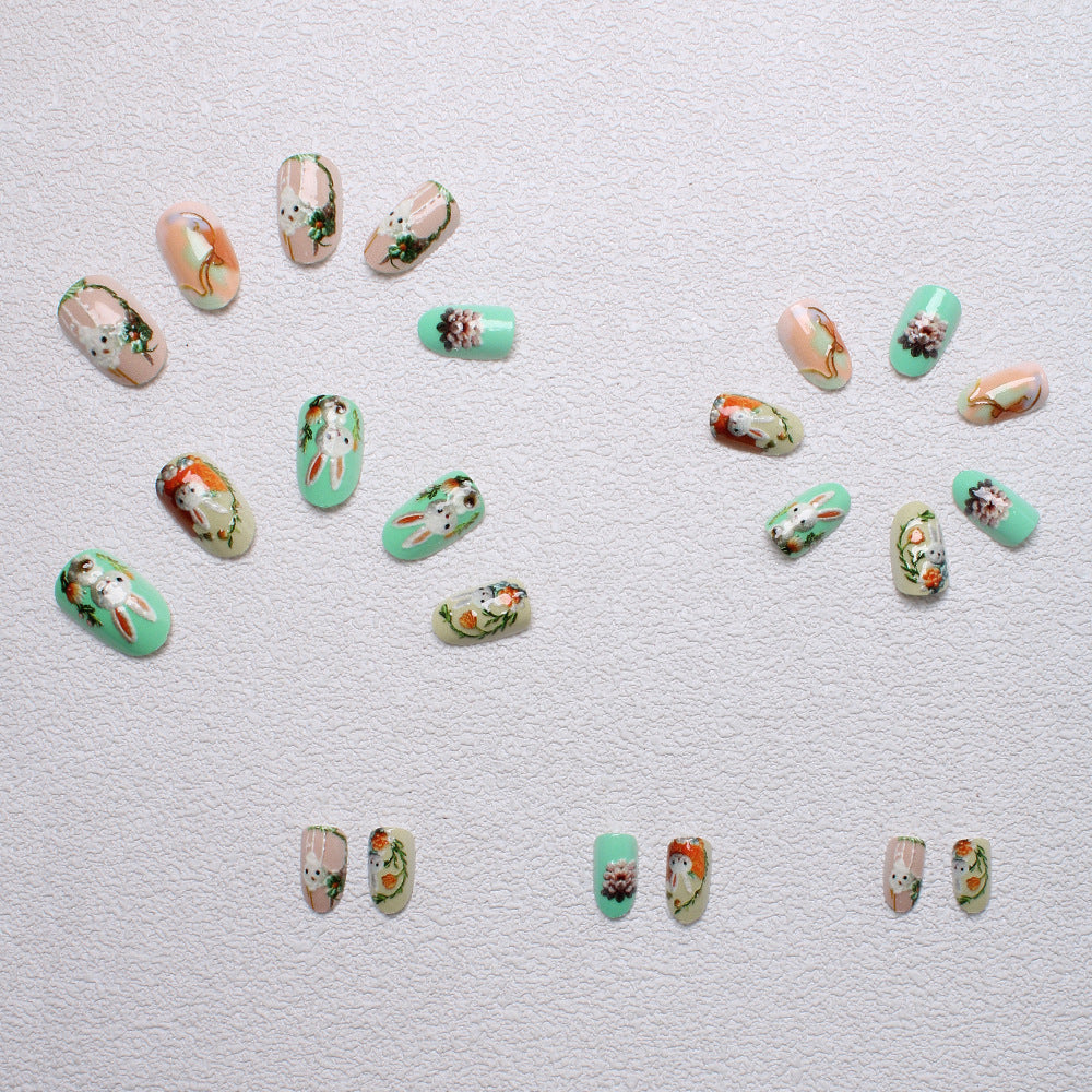 Verspielt Hasen-Themen 3D Press-On Nagelkunst Karnz