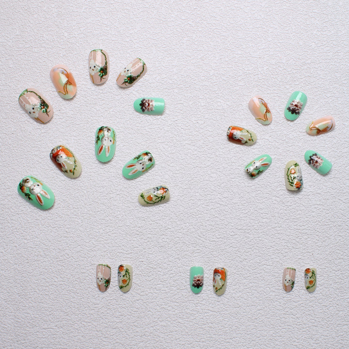 Verspielt Hasen-Themen 3D Press-On Nagelkunst Karnz