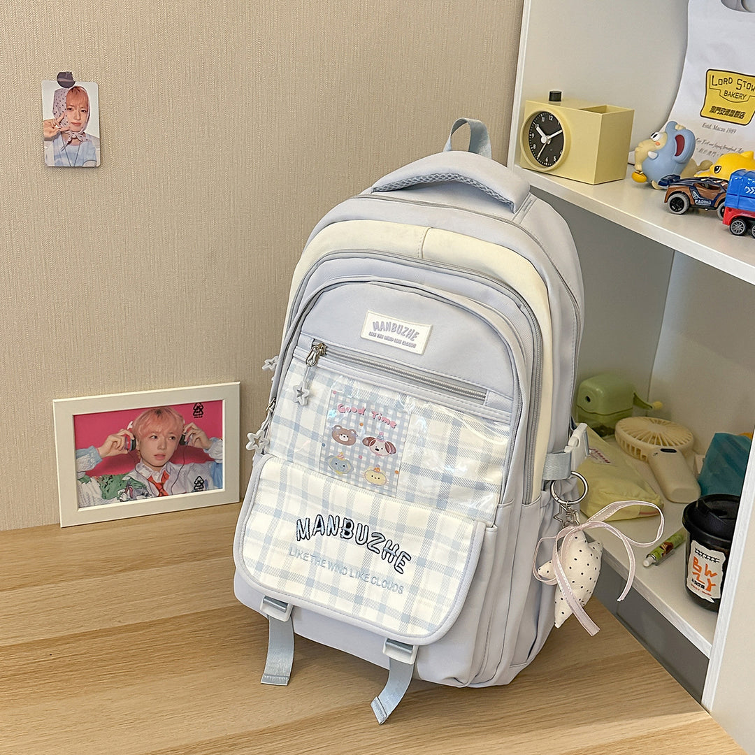 Trendiger geräumiger Rucksack mit transparenter Tasche Karnz