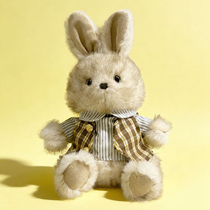 Plüsch Sitzender Hase Comforter Spielzeug mit Ultra-Weichem Kunstfell, Besticktem Gesicht und Strickschal Karnz