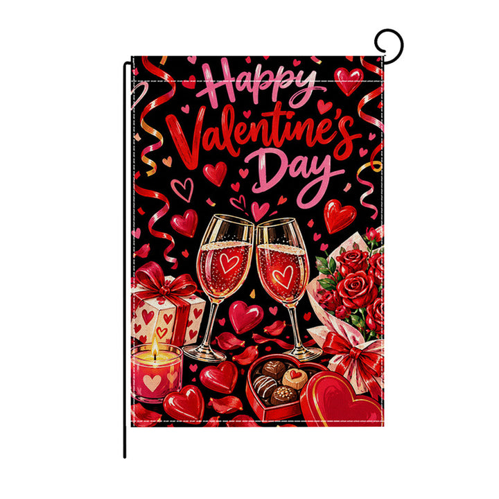 Valentinstag Blumendes Herz Gartenbanner Flagge mit Mastschlauch und wetterbeständigem Polyester