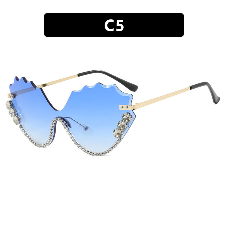 Damen extravagante Sonnenbrille mit glitzerndem Akzent und einzigartigem Design Karnz