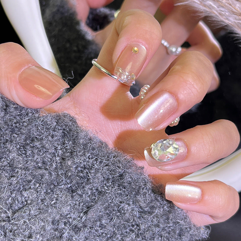 Deluxe Press-On Nagelset mit Edelsteinverzierungen Karnz