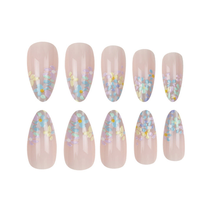 Blumengeschmücktes Press-On-Nagelset Karnz