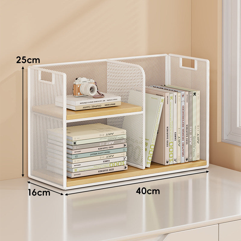 Mesh Stufiger Desktop-Organizer-Regal mit Griffausschnitten
