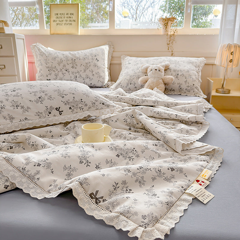 Weiches Blumendruck Bettwäsche Set
