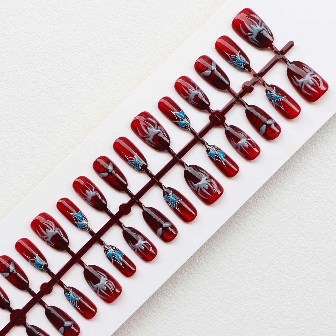 Themenbasierter Spider-Man inspirierter Press-On Nagelkunst Set Karnz