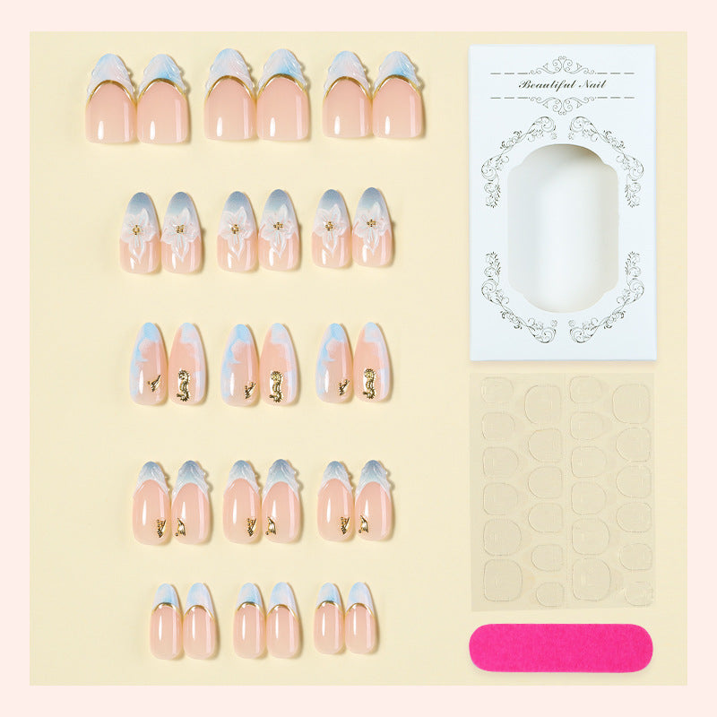 Dekorativer Press-On Nagelkunst Satz mit elegantem Blumenmuster Karnz