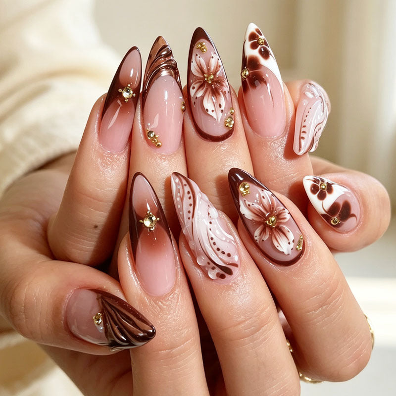 Premium Floral Design Press-On-Nagelspitzen Set Karnz
