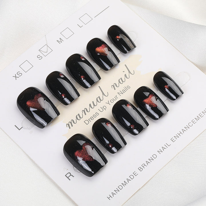 Herz Muster Druck-on-Nagelset Karnz
