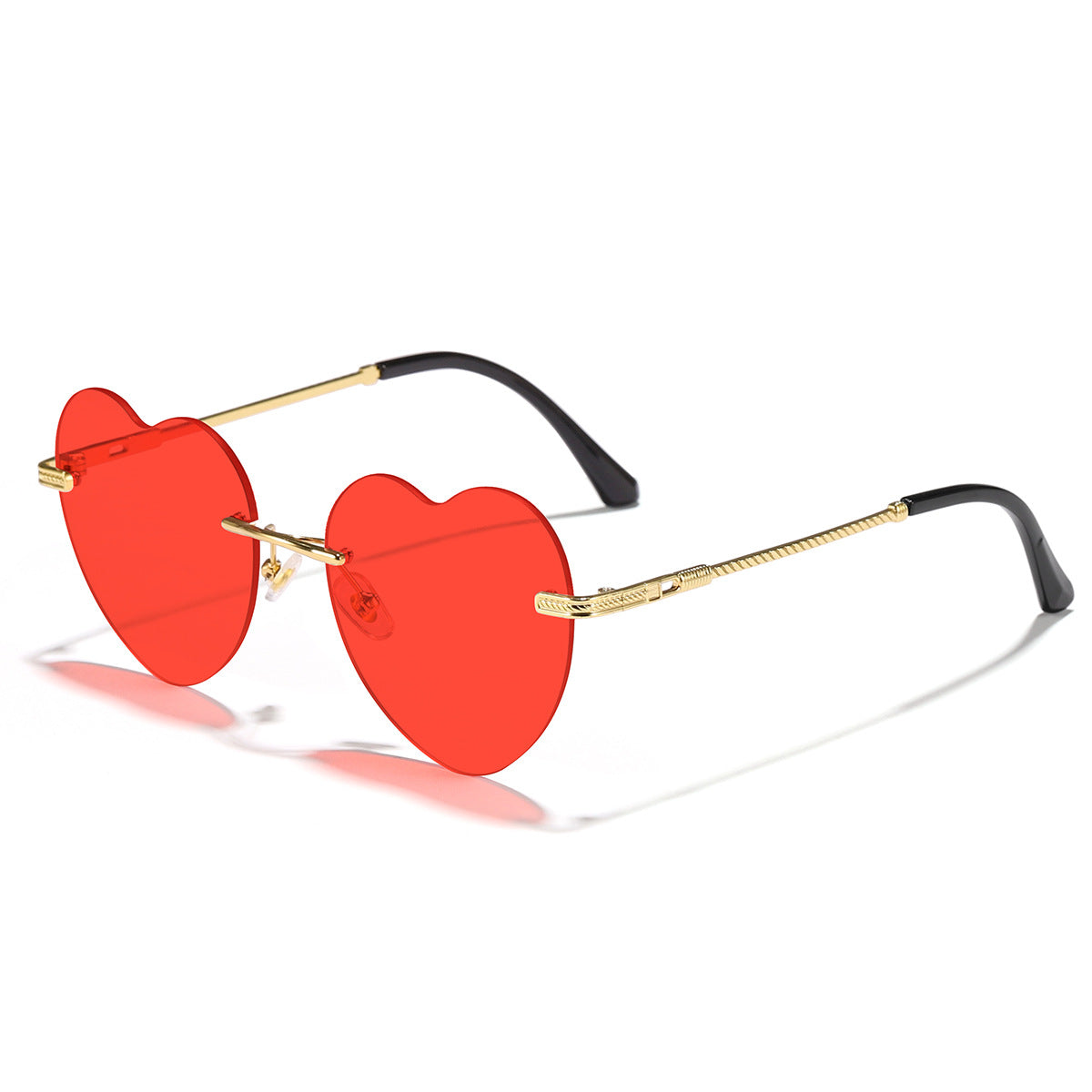 Damen Herzförmige Sonnenbrille mit verspiegelten Gläsern und goldenem Rahmen Karnz